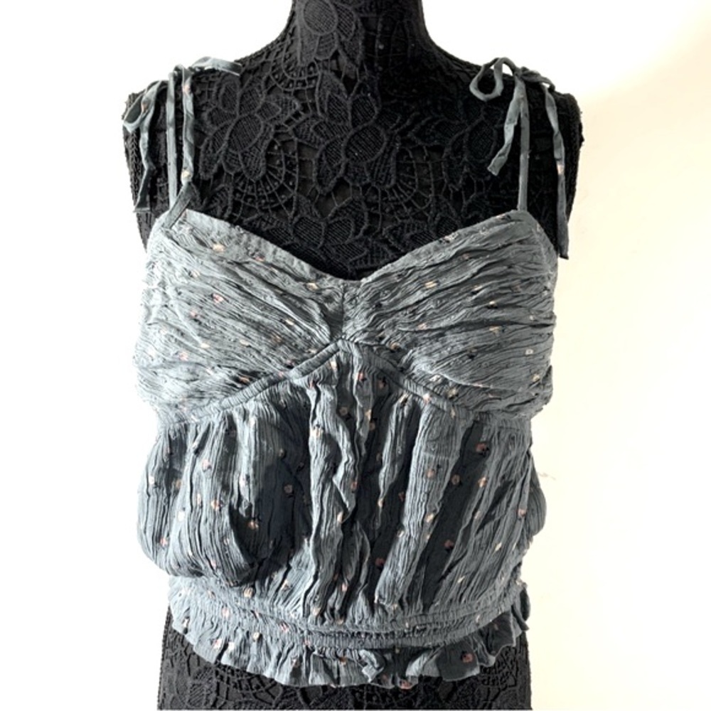 American Eagle Ruffled Smocked Floral Crop Top NWT